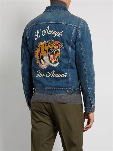 gucci jean jacket tiger